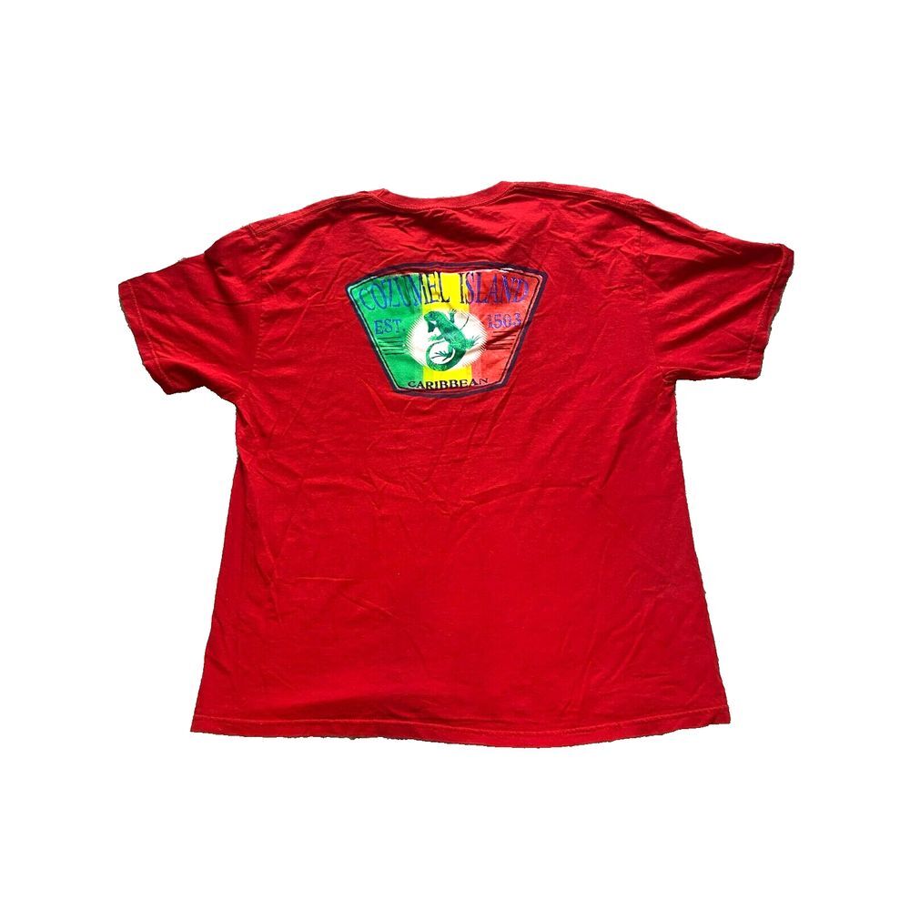 VTG Cozumel Island Shirt Adult Extra Large Red Iguana Caribbean Iguana Rasta Men